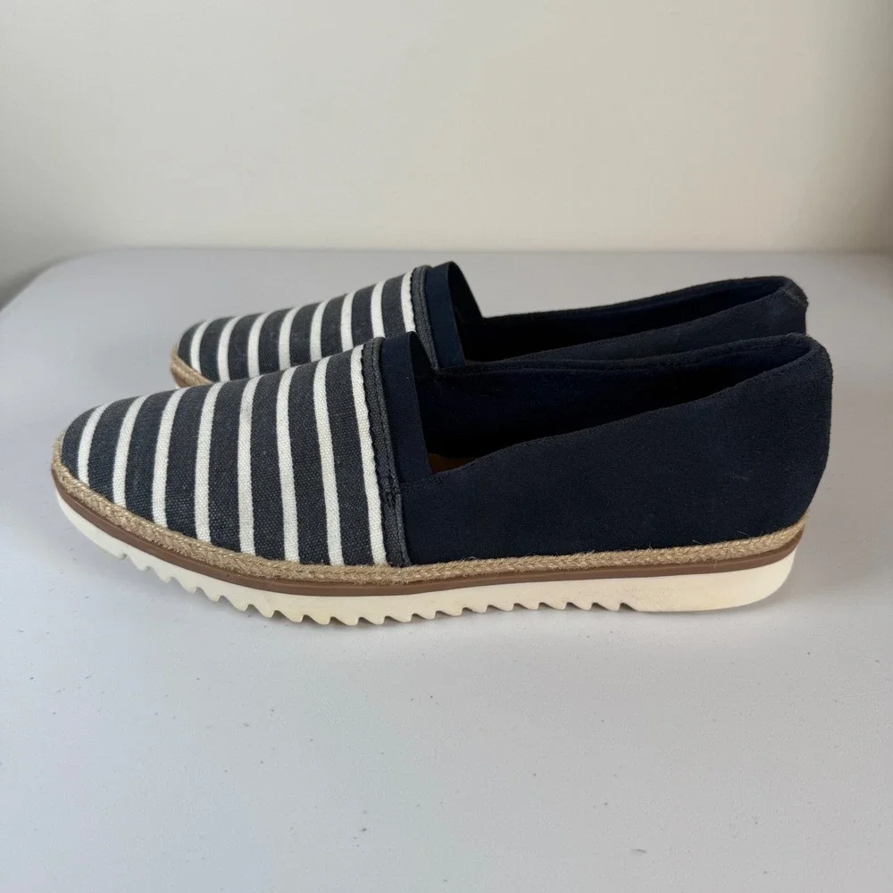 Clarks Collection Serena Paige Slip On Shoes 8.5 Nautical Striped Espadrille
